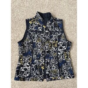 Handmade Folkcore Reversible Quilted Vest Abstract Geometric Print Pockets